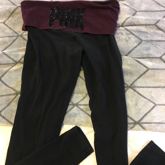 PINK Victoria's Secret Pants - Victoria secret yoga leggings with sparkle PINK.